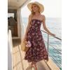 MEROKEETY Women’s Summer Floral Maxi Dresses 2026 Strapless Tube Smocked Tie Boho Beach Wedding Guest Flowy Long Sundress(Coffee)