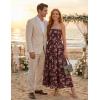MEROKEETY Women’s Summer Floral Maxi Dresses 2026 Strapless Tube Smocked Tie Boho Beach Wedding Guest Flowy Long Sundress(Coffee)