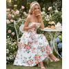 MEROKEETY Women’s Summer Floral Maxi Dresses 2026 Strapless Tube Smocked Tie Boho Beach Wedding Guest Flowy Long Sundress(Ivory)