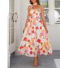 MEROKEETY Women’s Summer Floral Maxi Dresses 2026 Strapless Tube Smocked Tie Boho Beach Wedding Guest Flowy Long Sundress(Multicolored)