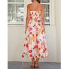 MEROKEETY Women’s Summer Floral Maxi Dresses 2026 Strapless Tube Smocked Tie Boho Beach Wedding Guest Flowy Long Sundress(Multicolored)