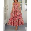 MEROKEETY Women’s Summer Floral Maxi Dresses 2026 Strapless Tube Smocked Tie Boho Beach Wedding Guest Flowy Long Sundress(Pink)