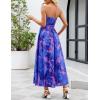 MEROKEETY Women’s Summer Floral Maxi Dresses 2026 Strapless Tube Smocked Tie Boho Beach Wedding Guest Flowy Long Sundress(Royal)