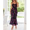 MEROKEETY Womens Spring Wedding Guest Dress 2026 Summer Beach Floral Cocktail Party Formal Ruffle Bodycon Maxi Dresses(Black)
