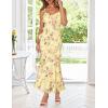 MEROKEETY Womens Spring Wedding Guest Dress 2026 Summer Beach Floral Cocktail Party Formal Ruffle Bodycon Maxi Dresses(Yellow)