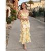 MEROKEETY Womens Spring Wedding Guest Dress 2026 Summer Beach Floral Cocktail Party Formal Ruffle Bodycon Maxi Dresses(Yellow)
