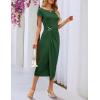 MEROKEETY Women’s Summer Bodycon Wrap Midi Dresses 2026 Spring Short Sleeve Boat Neck Ruched Elegant Cocktail Party Dress(Green)