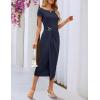MEROKEETY Women’s Summer Bodycon Wrap Midi Dresses 2026 Spring Short Sleeve Boat Neck Ruched Elegant Cocktail Party Dress(Navy)
