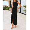 MEROKEETY Women’s Summer Floral Ruffle Maxi Dress High Slit Sleeveless Bodycon Formal Cocktail Wedding Guest Prom Dresses(Black)