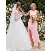 MEROKEETY Women’s Summer Floral Ruffle Maxi Dress High Slit Sleeveless Bodycon Formal Cocktail Wedding Guest Prom Dresses(Pink)