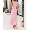 MEROKEETY Women’s Summer Floral Ruffle Maxi Dress High Slit Sleeveless Bodycon Formal Cocktail Wedding Guest Prom Dresses(Pink)