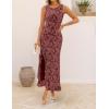 MEROKEETY Women’s Summer Floral Ruffle Maxi Dress High Slit Sleeveless Bodycon Formal Cocktail Wedding Guest Prom Dresses(Winered)