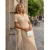 MEROKEETY Women’s Summer Ruffled Midi Dress 2026 Spring Bodycon Short Sleeve V Neck Button Business Cocktail Sweater Dresses(Apricot)
