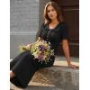MEROKEETY Women’s Summer Ruffled Midi Dress 2026 Spring Bodycon Short Sleeve V Neck Button Business Cocktail Sweater Dresses(Black)