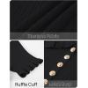 MEROKEETY Women’s Summer Ruffled Midi Dress 2026 Spring Bodycon Short Sleeve V Neck Button Business Cocktail Sweater Dresses(Black)