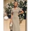 MEROKEETY Women’s Summer Ruffled Midi Dress 2026 Spring Bodycon Short Sleeve V Neck Button Business Cocktail Sweater Dresses(Khaki)