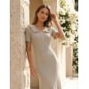 MEROKEETY Women’s Summer Ruffled Midi Dress 2026 Spring Bodycon Short Sleeve V Neck Button Business Cocktail Sweater Dresses(Khaki)