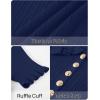 MEROKEETY Women’s Summer Ruffled Midi Dress 2026 Spring Bodycon Short Sleeve V Neck Button Business Cocktail Sweater Dresses(Navy)
