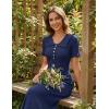 MEROKEETY Women’s Summer Ruffled Midi Dress 2026 Spring Bodycon Short Sleeve V Neck Button Business Cocktail Sweater Dresses(Navy)
