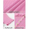 MEROKEETY Women’s Summer Ruffled Midi Dress 2026 Spring Bodycon Short Sleeve V Neck Button Business Cocktail Sweater Dresses(Pink)