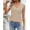 MEROKEETY Womens Summer V Neck Knit Tank Top 2026 Spring Sleeveless Sweater Vest Business Casual Shirt Outfit Fashion Clothes(Apricot)