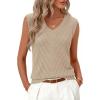 MEROKEETY Womens Summer V Neck Knit Tank Top 2026 Spring Sleeveless Sweater Vest Business Casual Shirt Outfit Fashion Clothes(Apricot)