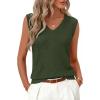 MEROKEETY Womens Summer V Neck Knit Tank Top 2026 Spring Sleeveless Sweater Vest Business Casual Shirt Outfit Fashion Clothes(Army Green)