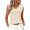 MEROKEETY Womens Summer V Neck Knit Tank Top 2026 Spring Sleeveless Sweater Vest Business Casual Shirt Outfit Fashion Clothes(Beige)
