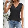 MEROKEETY Womens Summer V Neck Knit Tank Top 2026 Spring Sleeveless Sweater Vest Business Casual Shirt Outfit Fashion Clothes(Black)
