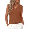 MEROKEETY Womens Summer V Neck Knit Tank Top 2026 Spring Sleeveless Sweater Vest Business Casual Shirt Outfit Fashion Clothes(Caramel)