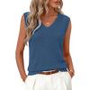 MEROKEETY Womens Summer V Neck Knit Tank Top 2026 Spring Sleeveless Sweater Vest Business Casual Shirt Outfit Fashion Clothes(Dark Blue)