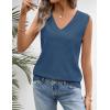 MEROKEETY Womens Summer V Neck Knit Tank Top 2026 Spring Sleeveless Sweater Vest Business Casual Shirt Outfit Fashion Clothes(Dark Blue)