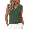 MEROKEETY Womens Summer V Neck Knit Tank Top 2026 Spring Sleeveless Sweater Vest Business Casual Shirt Outfit Fashion Clothes(Dustygreen)