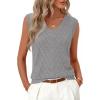 MEROKEETY Womens Summer V Neck Knit Tank Top 2026 Spring Sleeveless Sweater Vest Business Casual Shirt Outfit Fashion Clothes(Gray)