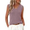 MEROKEETY Womens Summer V Neck Knit Tank Top 2026 Spring Sleeveless Sweater Vest Business Casual Shirt Outfit Fashion Clothes(Grey Purple)