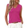 MEROKEETY Womens Summer V Neck Knit Tank Top 2026 Spring Sleeveless Sweater Vest Business Casual Shirt Outfit Fashion Clothes(Hotpink)