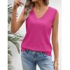 MEROKEETY Womens Summer V Neck Knit Tank Top 2026 Spring Sleeveless Sweater Vest Business Casual Shirt Outfit Fashion Clothes(Hotpink)