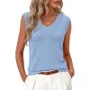 MEROKEETY Womens Summer V Neck Knit Tank Top 2026 Spring Sleeveless Sweater Vest Business Casual Shirt Outfit Fashion Clothes(Lightblue)