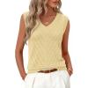 MEROKEETY Womens Summer V Neck Knit Tank Top 2026 Spring Sleeveless Sweater Vest Business Casual Shirt Outfit Fashion Clothes(Lightyellow)