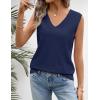 MEROKEETY Womens Summer V Neck Knit Tank Top 2026 Spring Sleeveless Sweater Vest Business Casual Shirt Outfit Fashion Clothes(Navy)