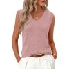 MEROKEETY Womens Summer V Neck Knit Tank Top 2026 Spring Sleeveless Sweater Vest Business Casual Shirt Outfit Fashion Clothes(Pink)