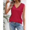 MEROKEETY Womens Summer V Neck Knit Tank Top 2026 Spring Sleeveless Sweater Vest Business Casual Shirt Outfit Fashion Clothes(Red)
