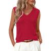 MEROKEETY Womens Summer V Neck Knit Tank Top 2026 Spring Sleeveless Sweater Vest Business Casual Shirt Outfit Fashion Clothes(Red)
