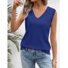 MEROKEETY Womens Summer V Neck Knit Tank Top 2026 Spring Sleeveless Sweater Vest Business Casual Shirt Outfit Fashion Clothes(Royalblue)