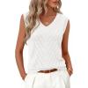 MEROKEETY Womens Summer V Neck Knit Tank Top 2026 Spring Sleeveless Sweater Vest Business Casual Shirt Outfit Fashion Clothes(White)