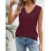 MEROKEETY Womens Summer V Neck Knit Tank Top 2026 Spring Sleeveless Sweater Vest Business Casual Shirt Outfit Fashion Clothes(Wine Red)