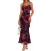 MEROKEETY Womens Spring Wedding Guest Dress 2026 Summer Beach Floral Cocktail Party Formal Ruffle Bodycon Maxi Dresses(Blackred)