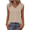 MEROKEETY Womens Summer V Neck Knit Tank Top 2026 Spring Sleeveless Sweater Vest Business Casual Shirt Outfit Fashion Clothes(Apricot)