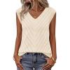 MEROKEETY Womens Summer V Neck Knit Tank Top 2026 Spring Sleeveless Sweater Vest Business Casual Shirt Outfit Fashion Clothes(Beige)