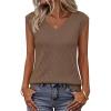 MEROKEETY Womens Summer V Neck Knit Tank Top 2026 Spring Sleeveless Sweater Vest Business Casual Shirt Outfit Fashion Clothes(Brown)